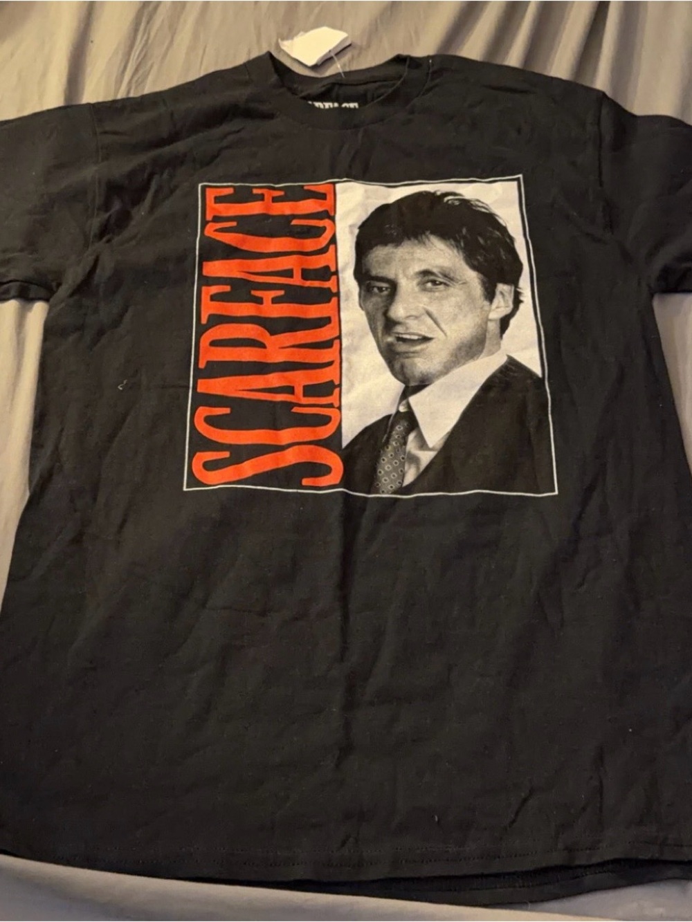 Black Scarface Graphic Short Sleeve Tee - Red Accent
